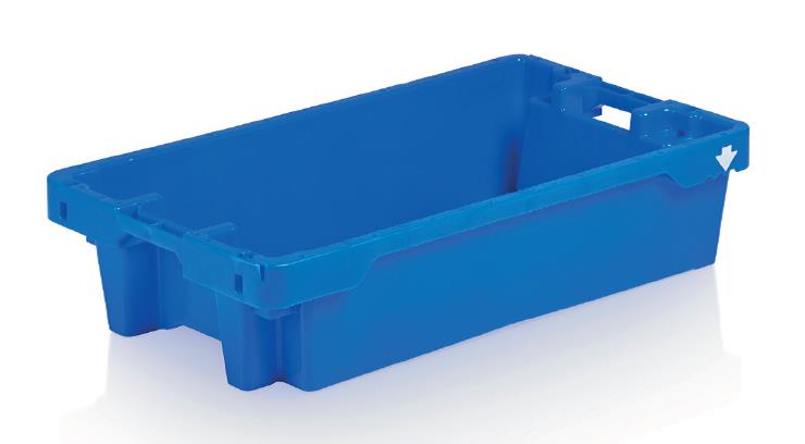 Přepravka 8167 modrá, OÚ, uzavřená, otočně stohovatelná, 4 odtokové otvory ve dně, 35 l